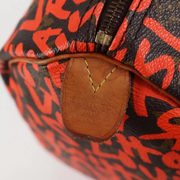 LOUIS VUITTON Monogram Graffiti Speedy 30 Hand Bag Orange - Picture 11 of 16